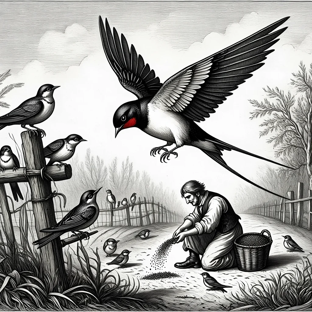 Illustration de L’Hirondelle et les Petits Oiseaux