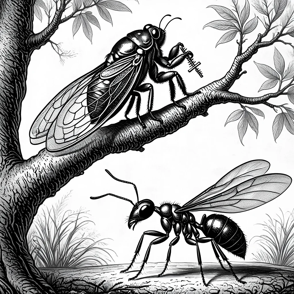 Illustration de La Cigale et la Fourmi