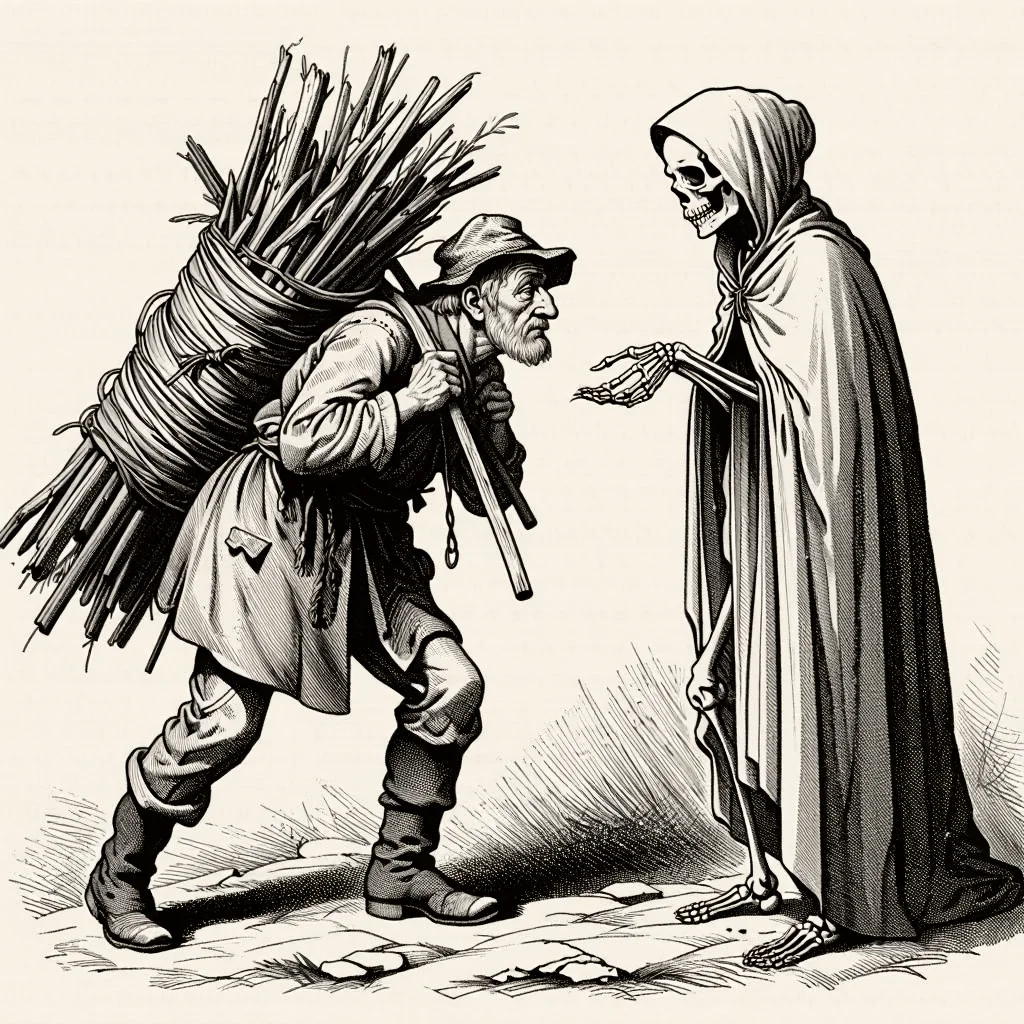 Illustration de La Mort et le Bûcheron