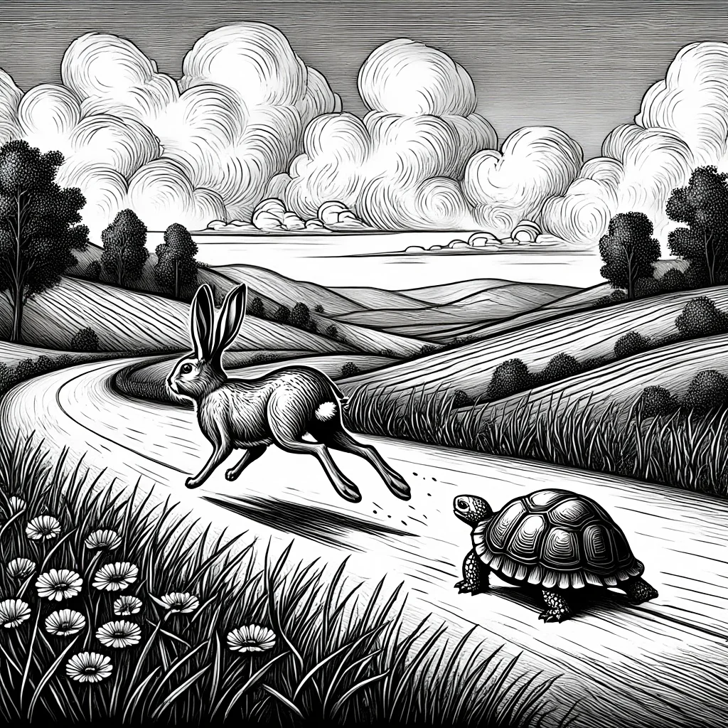 Illustration de Le Lièvre et la Tortue