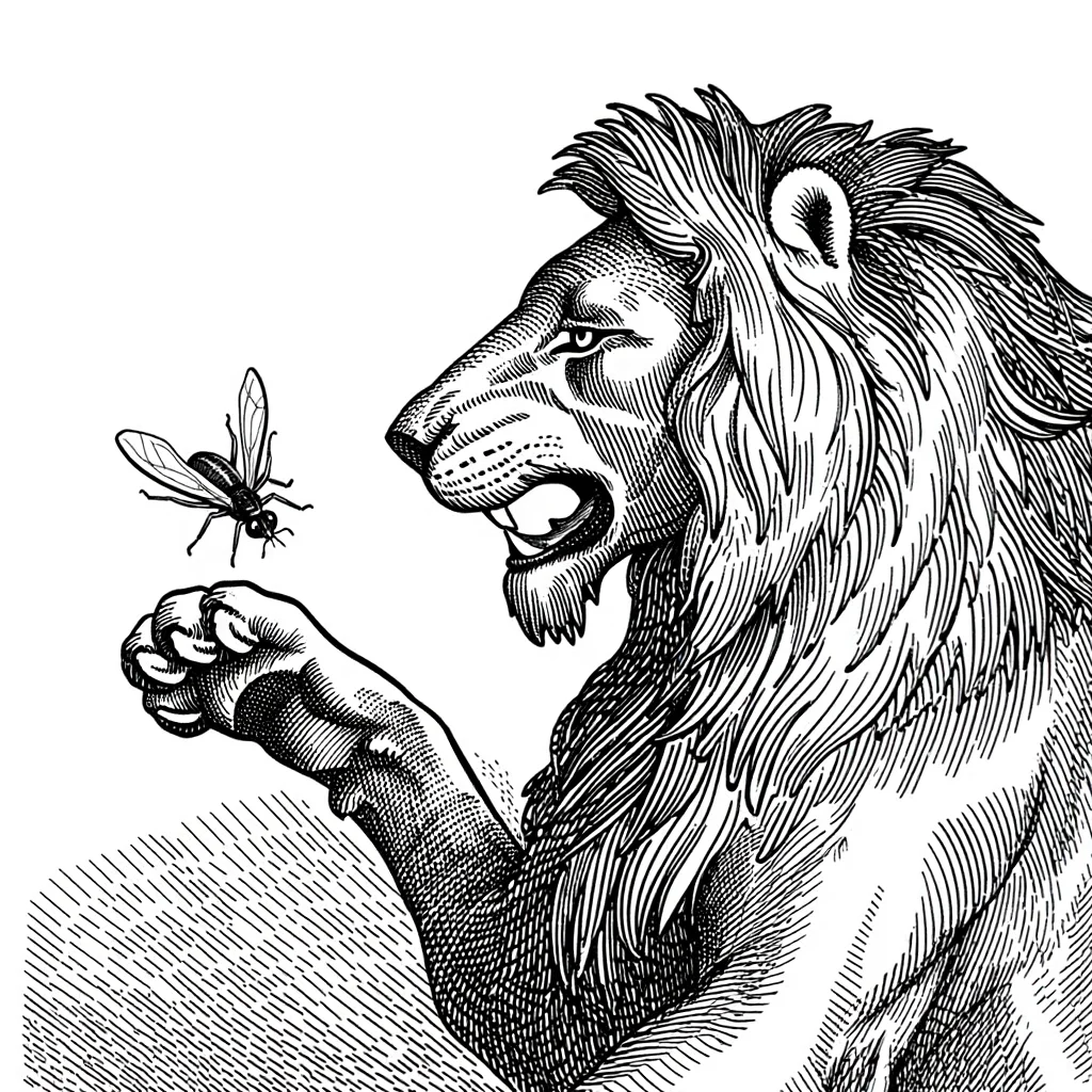 Illustration de Le Lion et le Moucheron