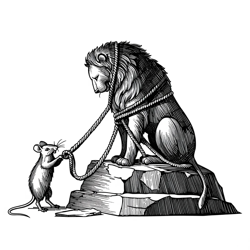 Illustration de Le Lion et le Rat