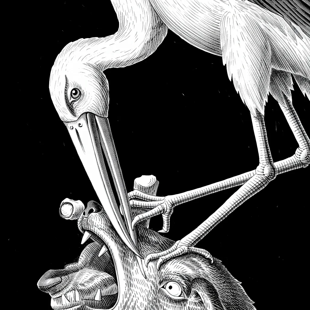 Illustration de Le Loup et la Cigogne