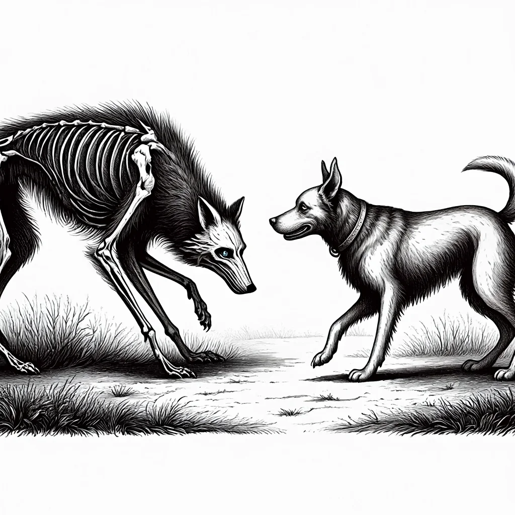 Illustration de Le Loup et le Chien