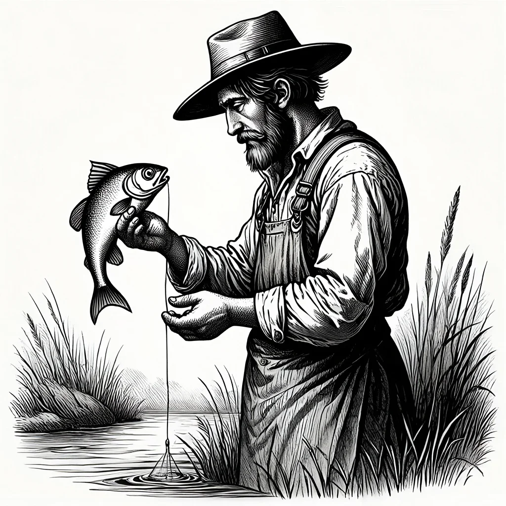 Illustration de Le Petit Poisson et le Pêcheur