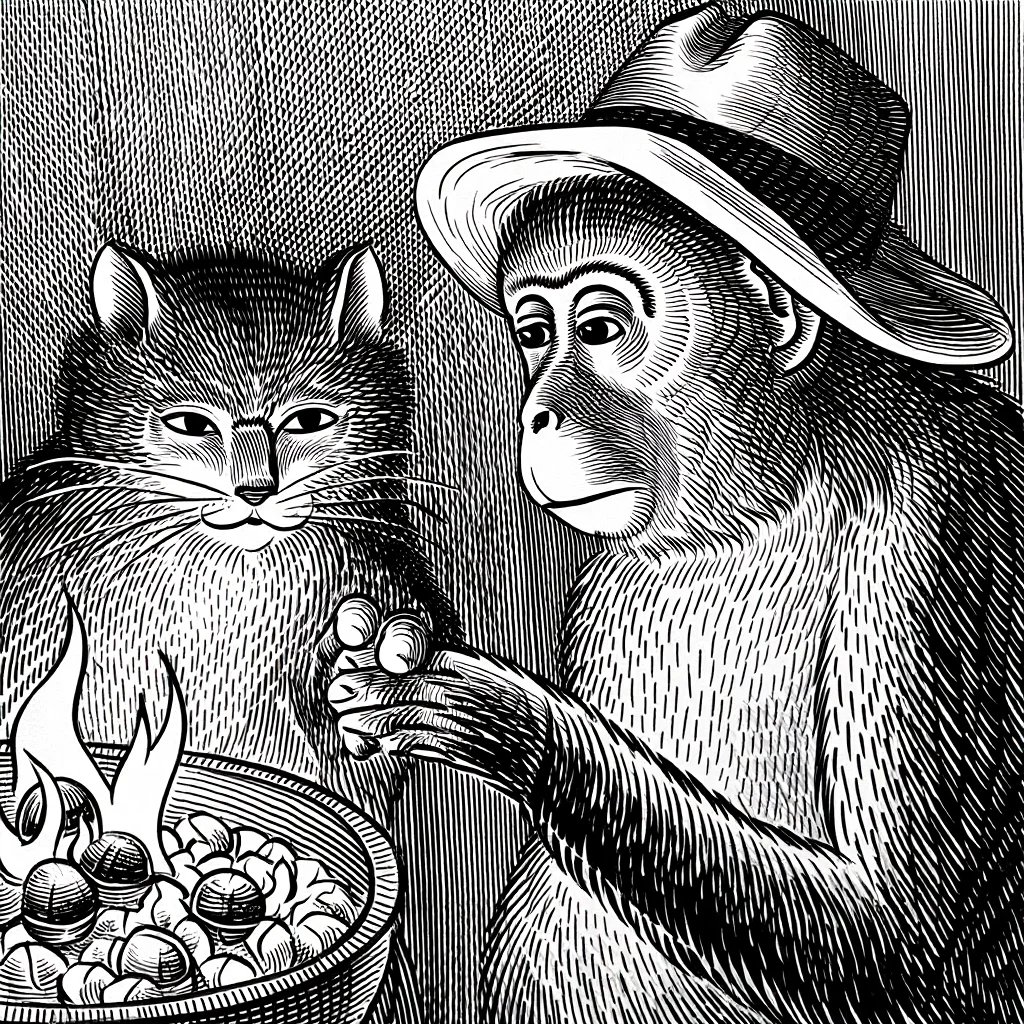Illustration de Le Singe et le Chat