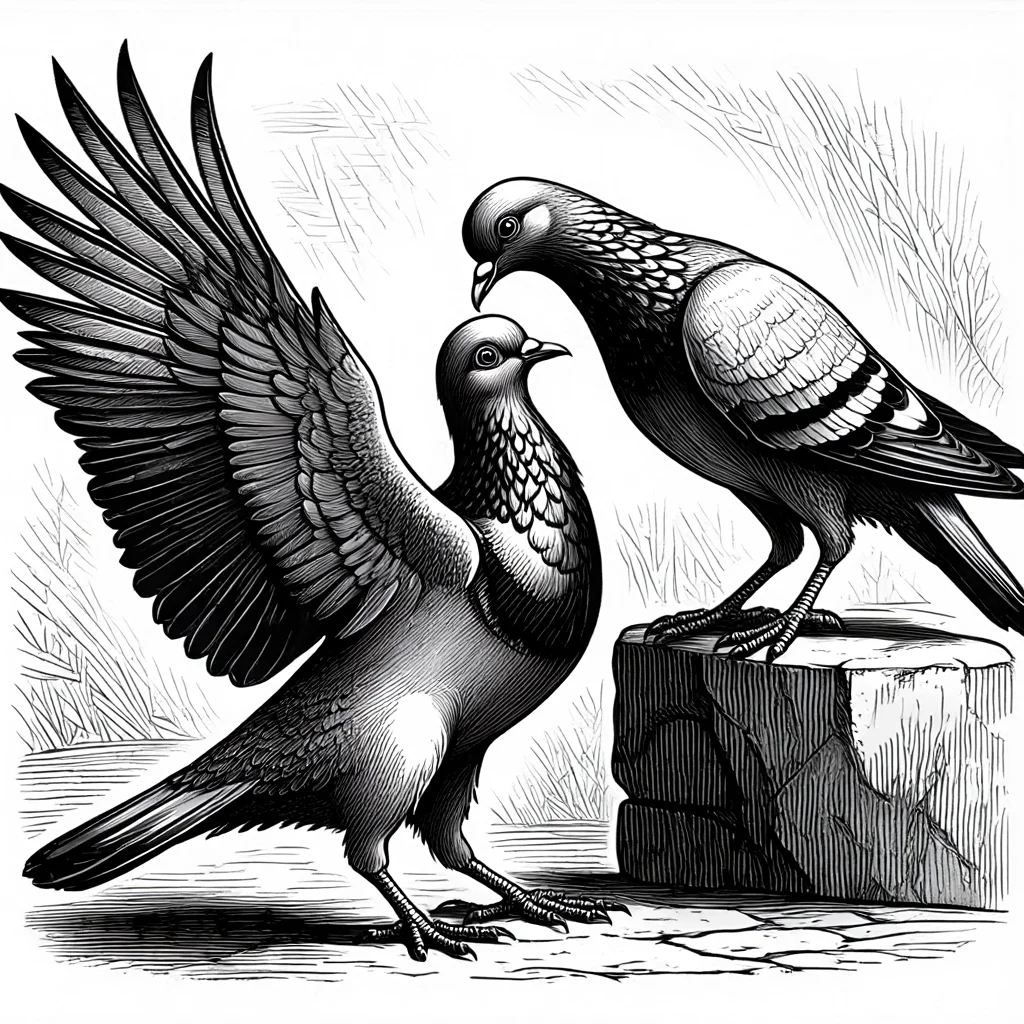 Illustration de Les deux Pigeons